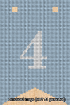 A simulated image of the stitched needlepoint design: Banner 13m Forked 4 White on Light Blue. Not A.I. generated.