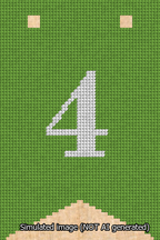 A simulated image of the stitched needlepoint design: Banner 13m Forked 4 White on Light Green. Not A.I. generated.