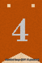 A simulated image of the stitched needlepoint design: Banner 13m Forked 4 White on Orange. Not A.I. generated.
