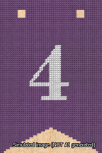 A simulated image of the stitched needlepoint design: Banner 13m Forked 4 White on Purple. Not A.I. generated.