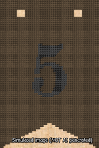 A simulated image of the stitched needlepoint design: Banner 13m Forked 5 Black on Brown. Not A.I. generated.