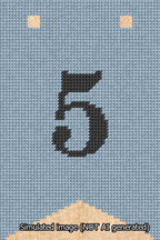 A simulated image of the stitched needlepoint design: Banner 13m Forked 5 Black on Light Blue. Not A.I. generated.
