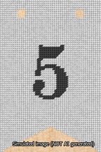 A simulated image of the stitched needlepoint design: Banner 13m Forked 5 Black on White. Not A.I. generated.