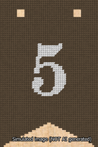 A simulated image of the stitched needlepoint design: Banner 13m Forked 5 White on Brown. Not A.I. generated.