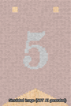 A simulated image of the stitched needlepoint design: Banner 13m Forked 5 White on Pink. Not A.I. generated.
