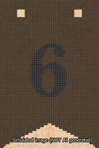A simulated image of the stitched needlepoint design: Banner 13m Forked 6 Black on Brown. Not A.I. generated.