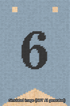 A simulated image of the stitched needlepoint design: Banner 13m Forked 6 Black on Light Blue. Not A.I. generated.