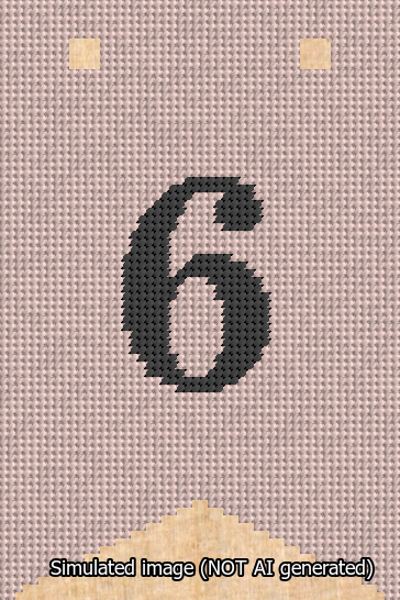 A simulated image of the stitched needlepoint design: Banner 13m Forked 6 Black on Pink. Not A.I. generated.