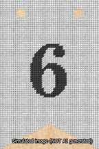 A simulated image of the stitched needlepoint design: Banner 13m Forked 6 Black on White. Not A.I. generated.