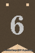 A simulated image of the stitched needlepoint design: Banner 13m Forked 6 White on Brown. Not A.I. generated.