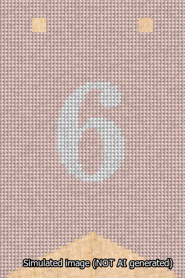 A simulated image of the stitched needlepoint design: Banner 13m Forked 6 White on Pink. Not A.I. generated.
