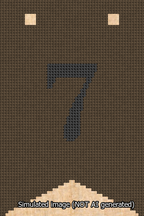 A simulated image of the stitched needlepoint design: Banner 13m Forked 7 Black on Brown. Not A.I. generated.