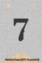 A simulated image of the stitched needlepoint design: Banner 13m Forked 7 Black on White. Not A.I. generated.