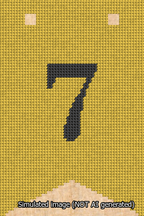 A simulated image of the stitched needlepoint design: Banner 13m Forked 7 Black on Yellow. Not A.I. generated.