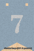 A simulated image of the stitched needlepoint design: Banner 13m Forked 7 White on Light Blue. Not A.I. generated.