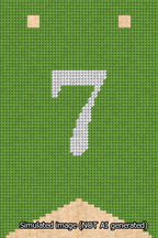 A simulated image of the stitched needlepoint design: Banner 13m Forked 7 White on Light Green. Not A.I. generated.