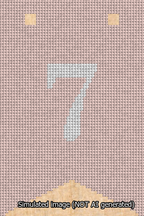 A simulated image of the stitched needlepoint design: Banner 13m Forked 7 White on Pink. Not A.I. generated.