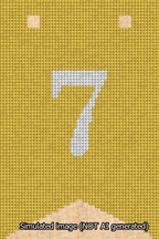 A simulated image of the stitched needlepoint design: Banner 13m Forked 7 White on Yellow. Not A.I. generated.
