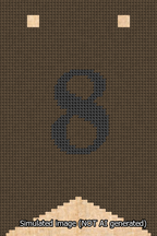 A simulated image of the stitched needlepoint design: Banner 13m Forked 8 Black on Brown. Not A.I. generated.