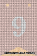 A simulated image of the stitched needlepoint design: Banner 13m Forked 9 White on Pink. Not A.I. generated.