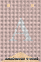 A simulated image of the stitched needlepoint design: Banner 13m Forked A White on Pink. Not A.I. generated.