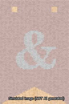 A simulated image of the stitched needlepoint design: Banner 13m Forked Ampersand White on Pink. Not A.I. generated.