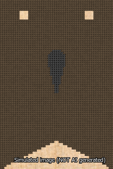 A simulated image of the stitched needlepoint design: Banner 13m Forked Apostrophe Black on Brown. Not A.I. generated.