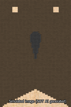 A simulated image of the stitched needlepoint design: Banner 13m Forked Apostrophe Black on Brown. Not A.I. generated.