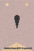 A simulated image of the stitched needlepoint design: Banner 13m Forked Apostrophe Black on Pink. Not A.I. generated.