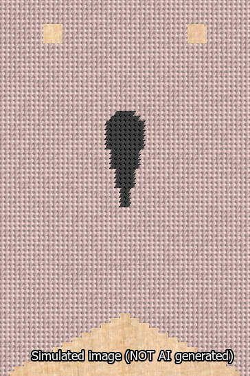 A simulated image of the stitched needlepoint design: Banner 13m Forked Apostrophe Black on Pink. Not A.I. generated.