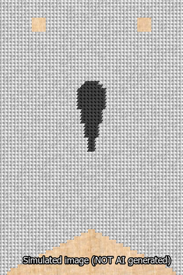 A simulated image of the stitched needlepoint design: Banner 13m Forked Apostrophe Black on White. Not A.I. generated.