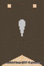 A simulated image of the stitched needlepoint design: Banner 13m Forked Apostrophe White on Brown. Not A.I. generated.