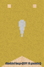 A simulated image of the stitched needlepoint design: Banner 13m Forked Apostrophe White on Yellow. Not A.I. generated.