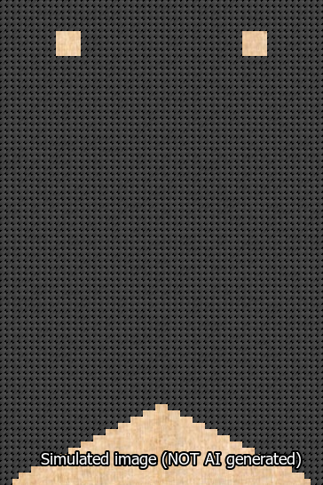 A simulated image of the stitched needlepoint design: Banner 13m Forked Blank Black. Not A.I. generated.