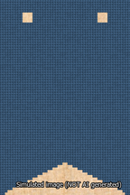 A simulated image of the stitched needlepoint design: Banner 13m Forked Blank Blue. Not A.I. generated.
