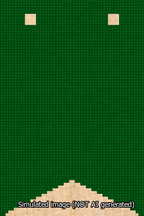 A simulated image of the stitched needlepoint design: Banner 13m Forked Blank Green. Not A.I. generated.