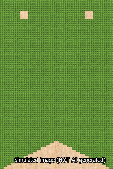 A simulated image of the stitched needlepoint design: Banner 13m Forked Blank Light Green. Not A.I. generated.