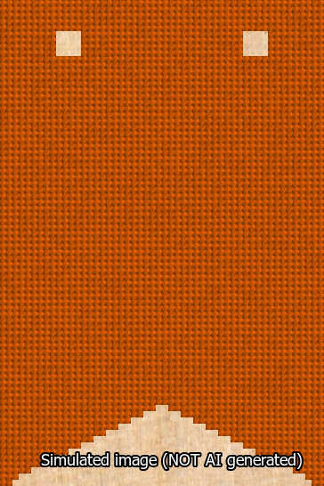 A simulated image of the stitched needlepoint design: Banner 13m Forked Blank Orange. Not A.I. generated.