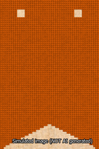 A simulated image of the stitched needlepoint design: Banner 13m Forked Blank Orange. Not A.I. generated.