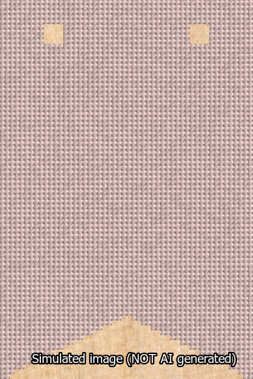 A simulated image of the stitched needlepoint design: Banner 13m Forked Blank Pink. Not A.I. generated.