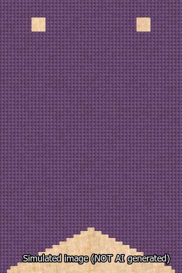 A simulated image of the stitched needlepoint design: Banner 13m Forked Blank Purple. Not A.I. generated.