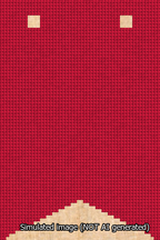 A simulated image of the stitched needlepoint design: Banner 13m Forked Blank Red. Not A.I. generated.
