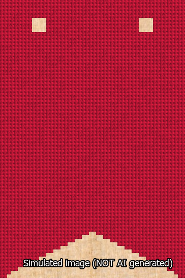 A simulated image of the stitched needlepoint design: Banner 13m Forked Blank Red. Not A.I. generated.