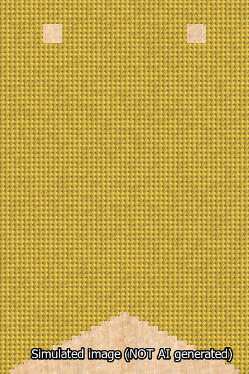 A simulated image of the stitched needlepoint design: Banner 13m Forked Blank Yellow. Not A.I. generated.