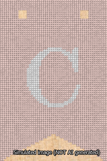 A simulated image of the stitched needlepoint design: Banner 13m Forked C White on Pink. Not A.I. generated.