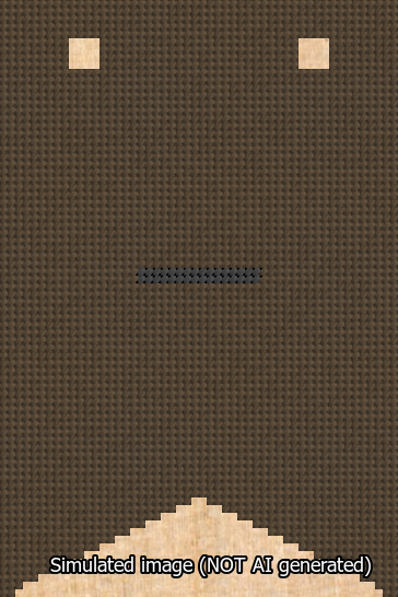 A simulated image of the stitched needlepoint design: Banner 13m Forked Dash Black on Brown. Not A.I. generated.