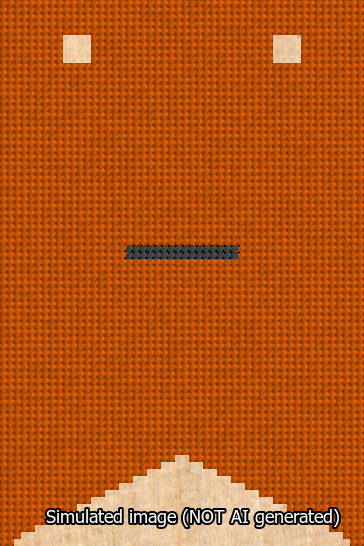 A simulated image of the stitched needlepoint design: Banner 13m Forked Dash Black on Orange. Not A.I. generated.