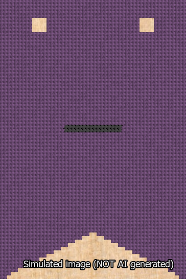 A simulated image of the stitched needlepoint design: Banner 13m Forked Dash Black on Purple. Not A.I. generated.