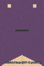 A simulated image of the stitched needlepoint design: Banner 13m Forked Dash Black on Purple. Not A.I. generated.