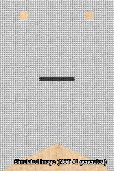 A simulated image of the stitched needlepoint design: Banner 13m Forked Dash Black on White. Not A.I. generated.